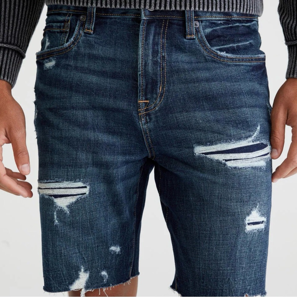 Aeropostale Premium Air Denim Distressed Shorts 9" Size 34 🆕
